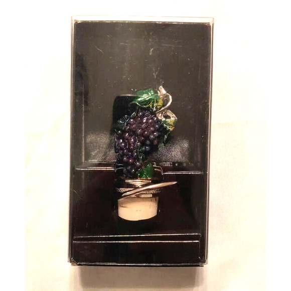Wine Things Unlimited NEW Pewter Bottle Stopper Grapevine Hand Painted. AK - Picture 2 of 6